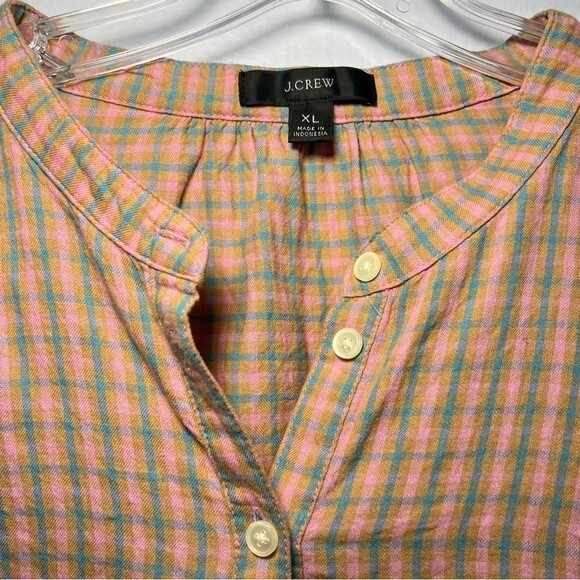 J. Crew Field Check Plaid Puff Sleeve Flannel Top - XL - Picture 7 of 12